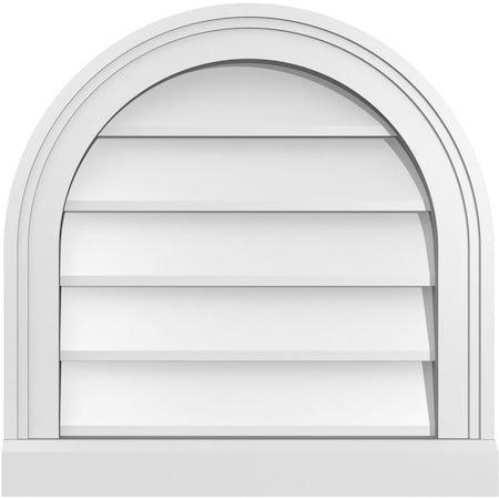 Ekena Millwork Round Top Surface Mount PVC Gable Vent w/ 2"W x 2"P Brickmould Sill Frame, 18"W x 18"H GVPRT18X1803SN
